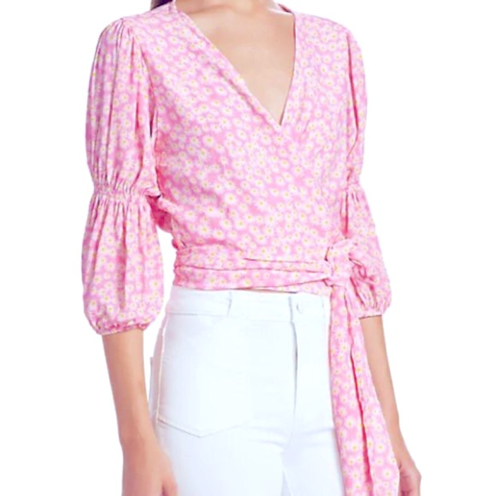 🌼 Faithfull The Brand 🌼 NWT Bisset Top in Dusty Floral Print XS Barbie Pink 🎀